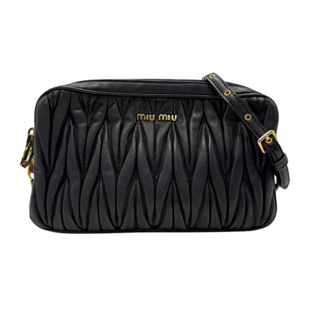 Miu Miu Matelass Leather Shoulder Bag Black